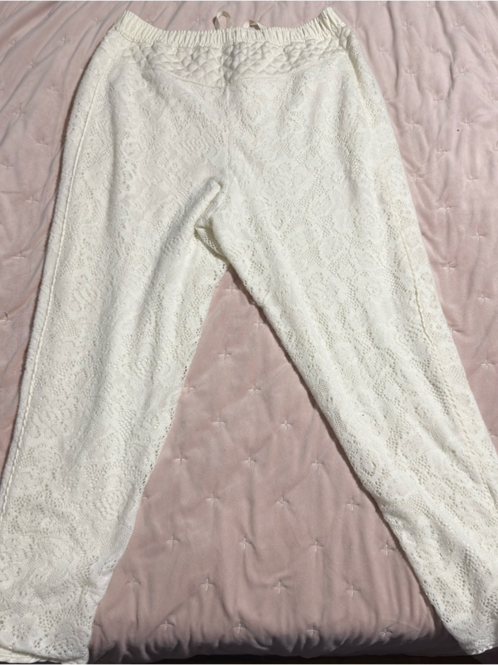 Anthropologie Saturday Sunday White Lace Jogger Pants XS - Picture 4 of 6